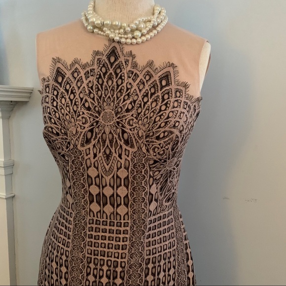 BCBG MaxAzria blush & black lace dress NEW nude - Picture 3 of 16